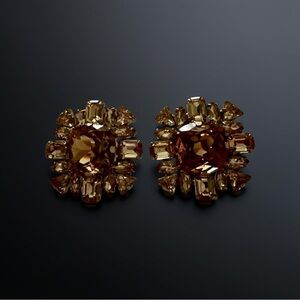 Prism collection- Elegant Gold Amber Brown Crystal Earrings
